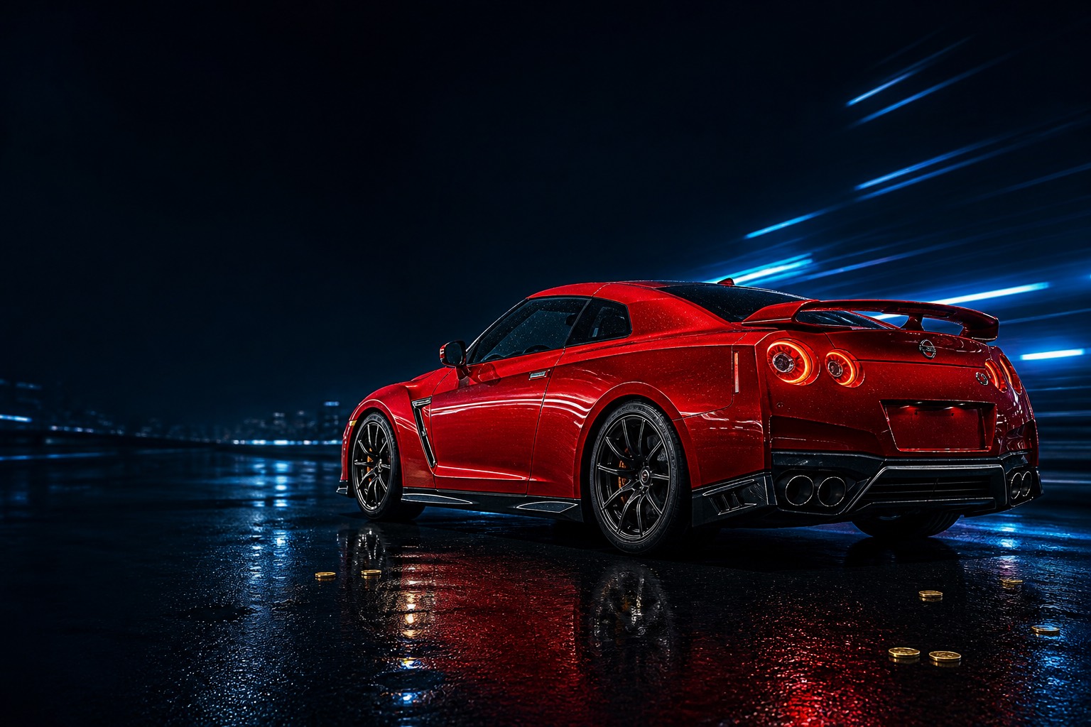 Roter Sportwagen bei Nacht - N1Bet Casino Schweiz